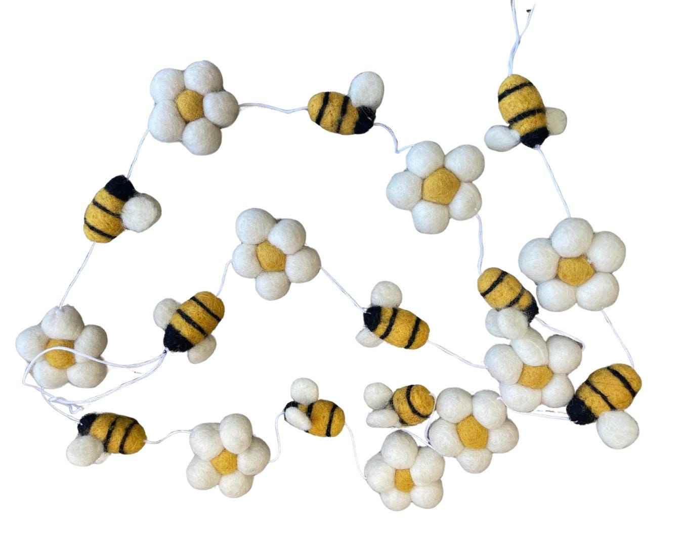 Bee garland for the home, garden, festivals, parties and weddings. Bee decorations. Flower garlands. Boho decorations for the home.