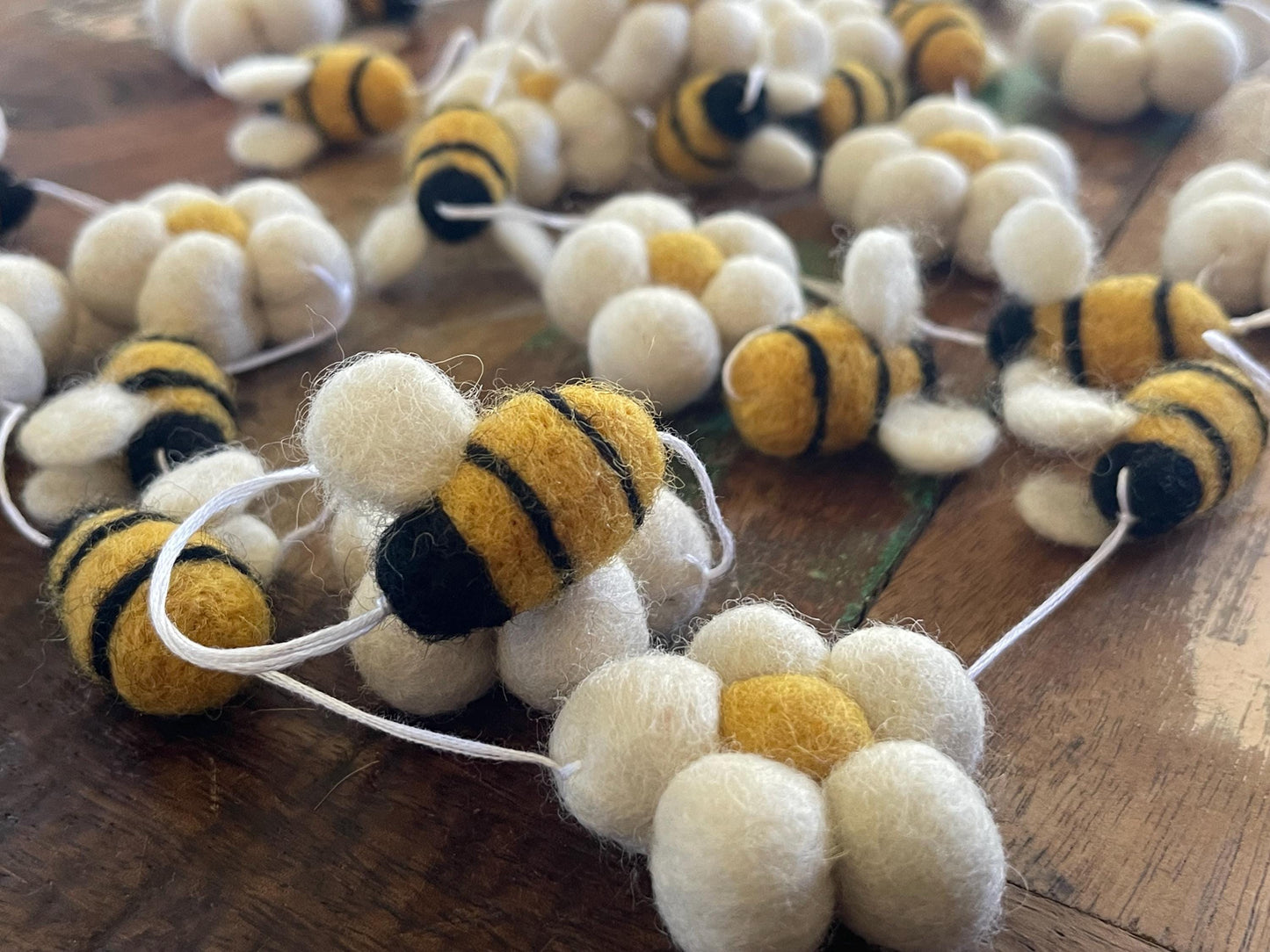 Bee garland for the home, garden, festivals, parties and weddings. Bee decorations. Flower garlands. Boho decorations for the home.