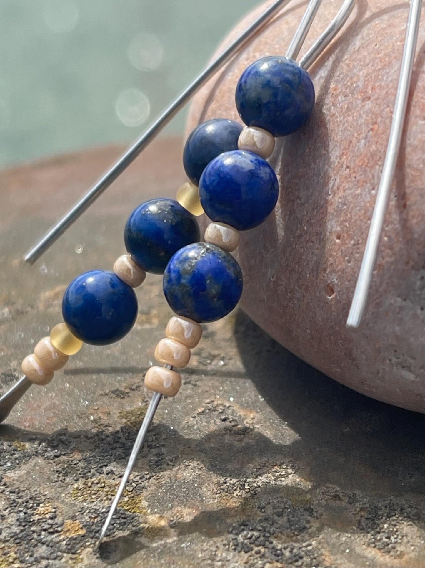 Lapis & recycled sterling silver handmade earrings. Handmade lapis jewellery. Artisan earrings. Unique jewellery. Eco friendly earrings