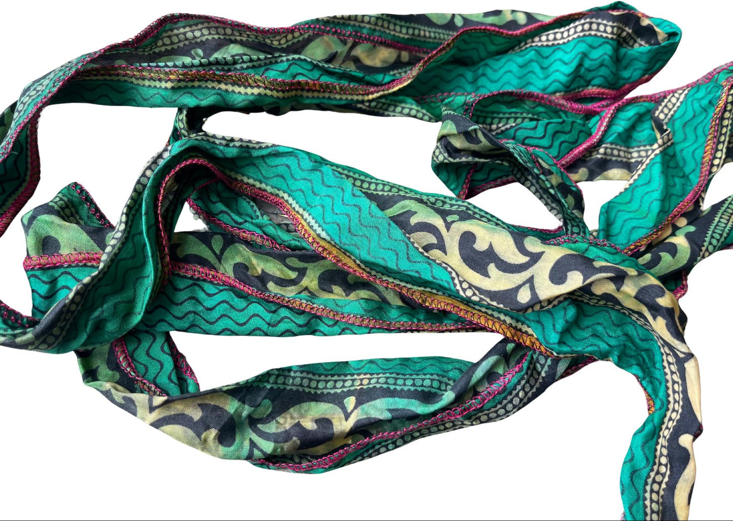 SALE. Recycled scarves, Handmade hair bands. Recycled Head Scarf. Wrist Wrap - Eco-Friendly Gift for Her, sari hair wrap, Indian hair scarf