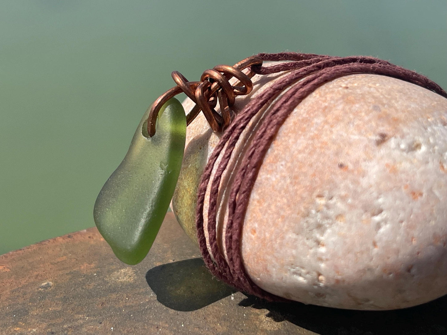 Eco friendly sea glass necklace. Ethical jewellery, boho necklace, unusual gift for him, gift for man, boho necklace, sea glass jewellery