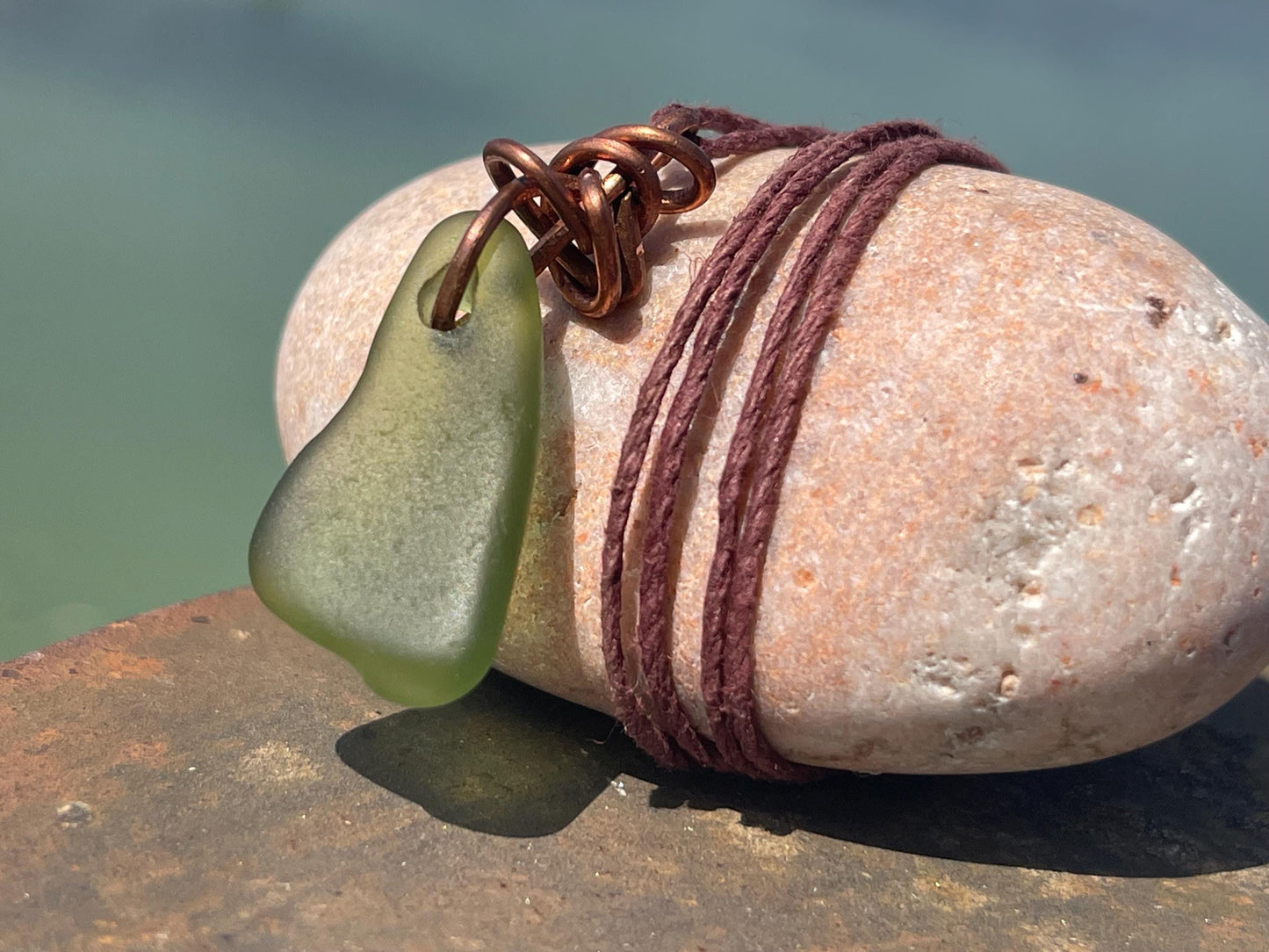 Eco friendly sea glass necklace. Ethical jewellery, boho necklace, unusual gift for him, gift for man, boho necklace, sea glass jewellery