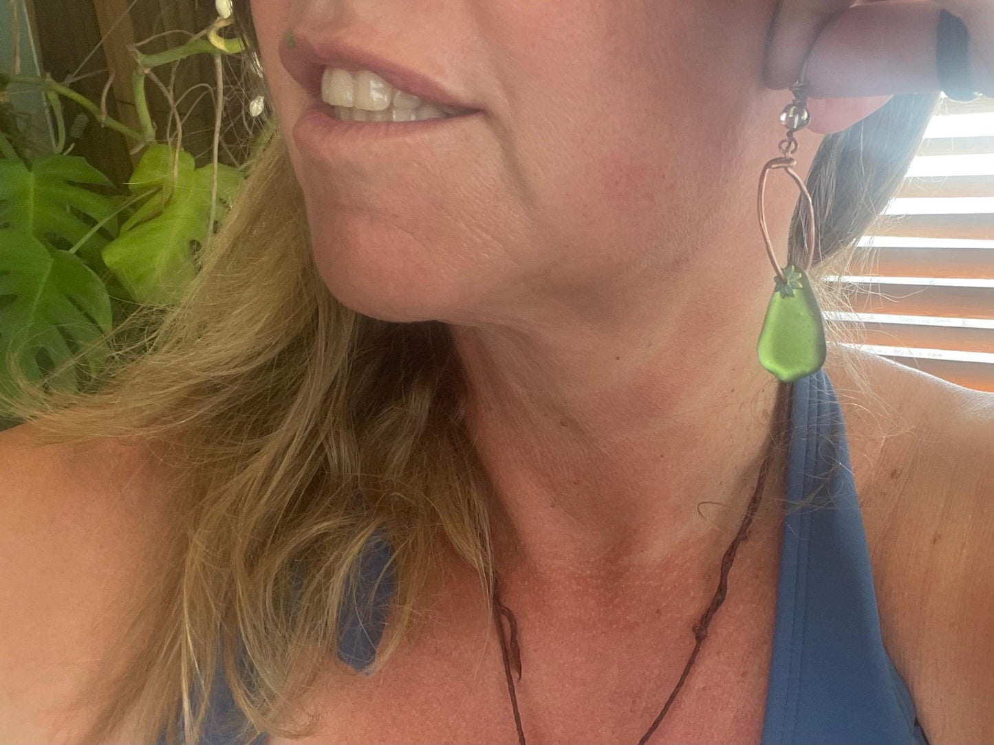 Eco friendly glass hoops on recycled copper.. Unique earrings, ethical jewellery, unusual boho jewellery, eco friendly jewellery. Eco gifts.