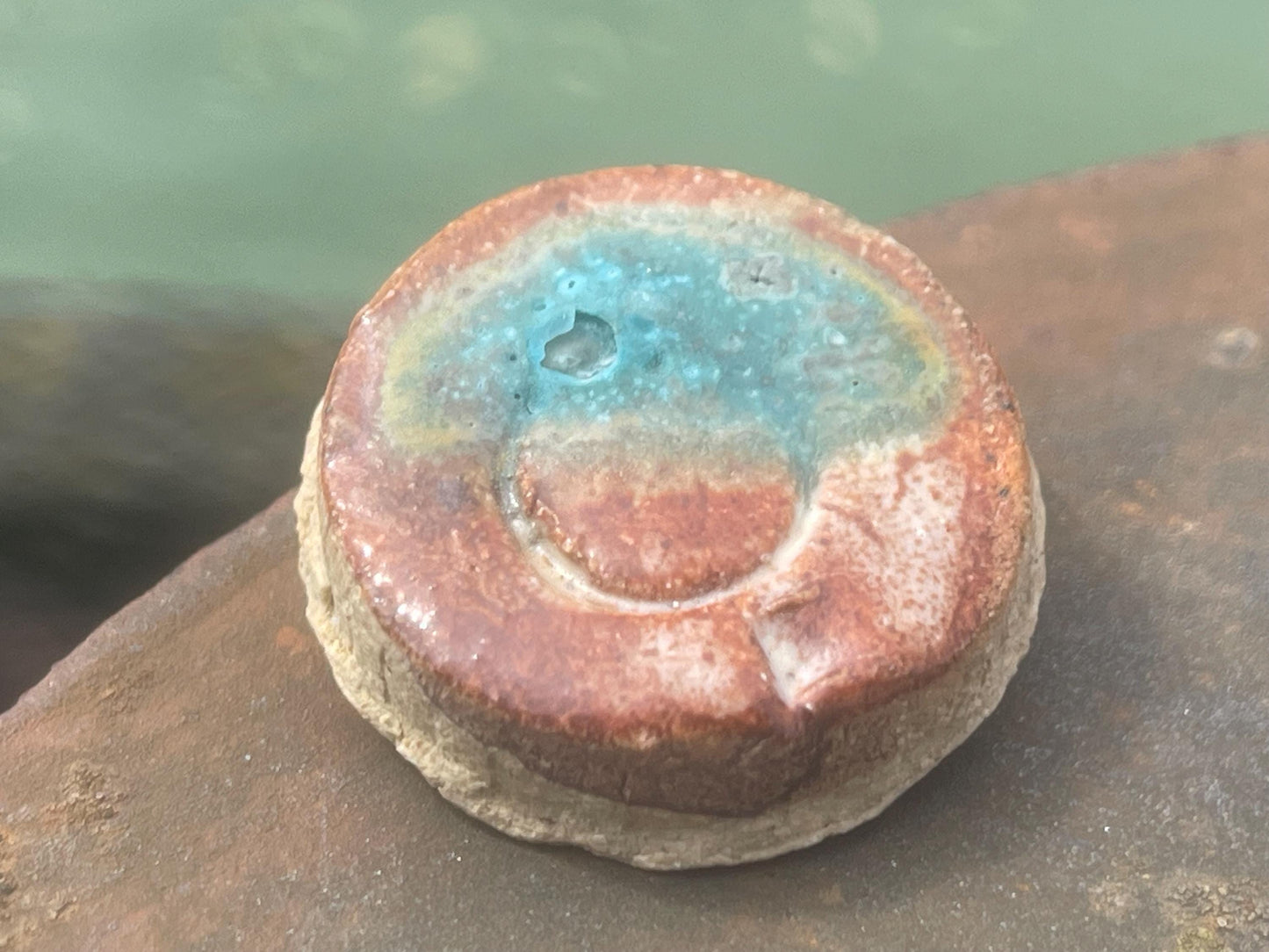 Melted sea glass brooch. Recycled brooch, handmade eco friendly jewellery, ethical jewellery, rustic brooch. eco gifts, boho jewellery