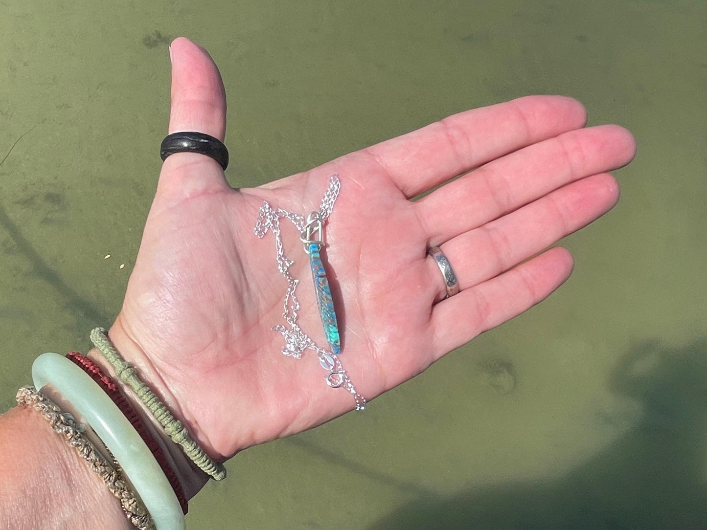 Jasper gemstone necklace. Ethical jewellery, blue gemstone pendant. Stunning unique jewellery. Unique gifts. Unique necklaces. Boho necklace