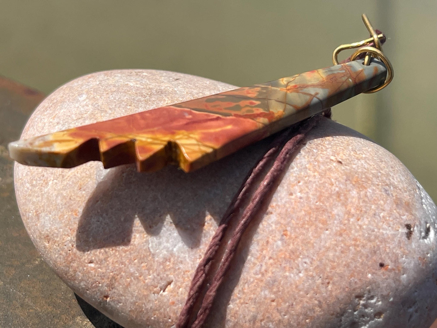 Picasso jasper gemstone pendnat. Ethical jewellery, orange gemstone necklace. Stunning unique jewellery. Unique gifts. Unique necklaces.