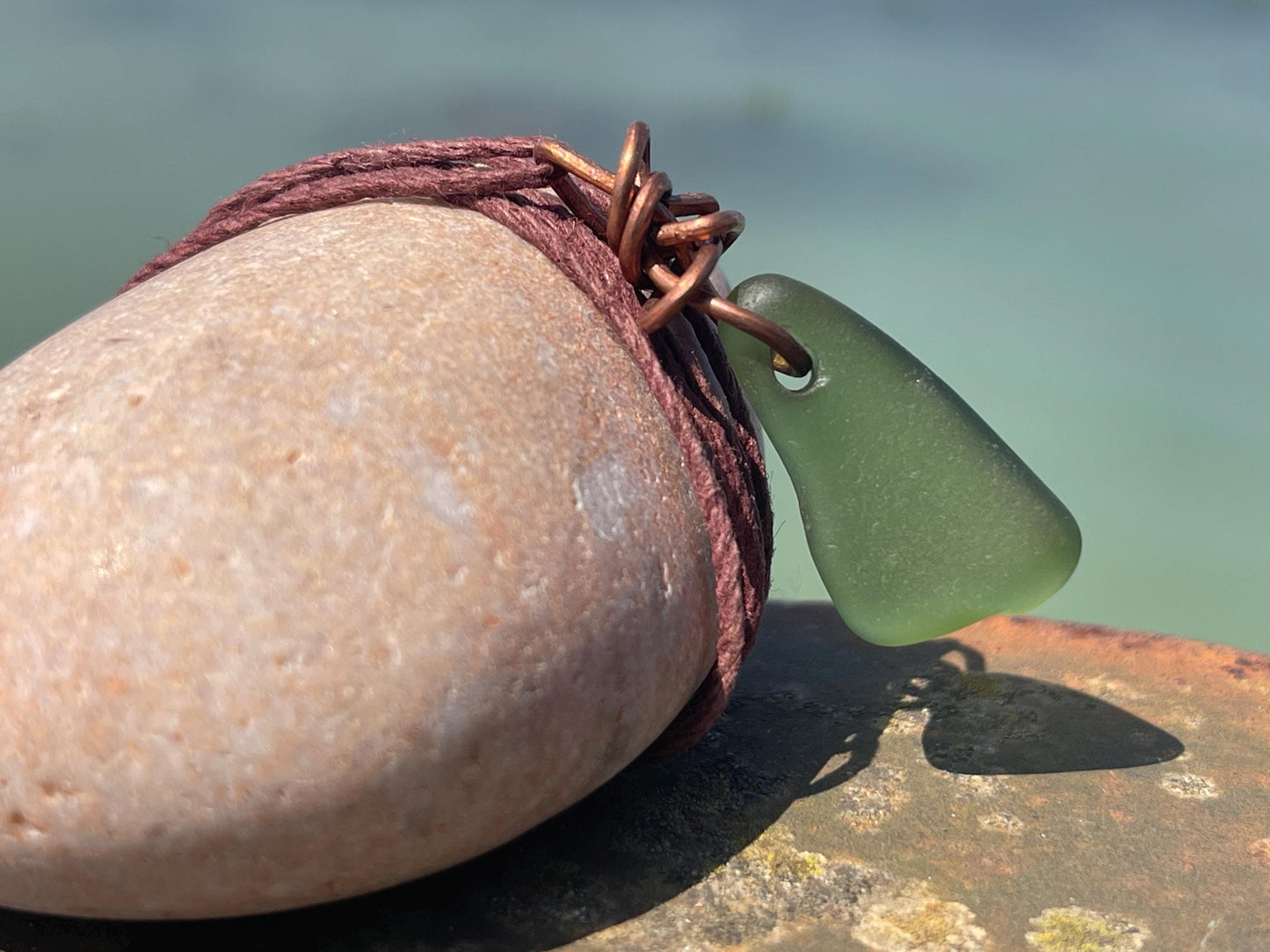 Eco friendly sea glass necklace. Ethical jewellery, boho necklace, unusual gift for him, gift for man, boho necklace, sea glass jewellery