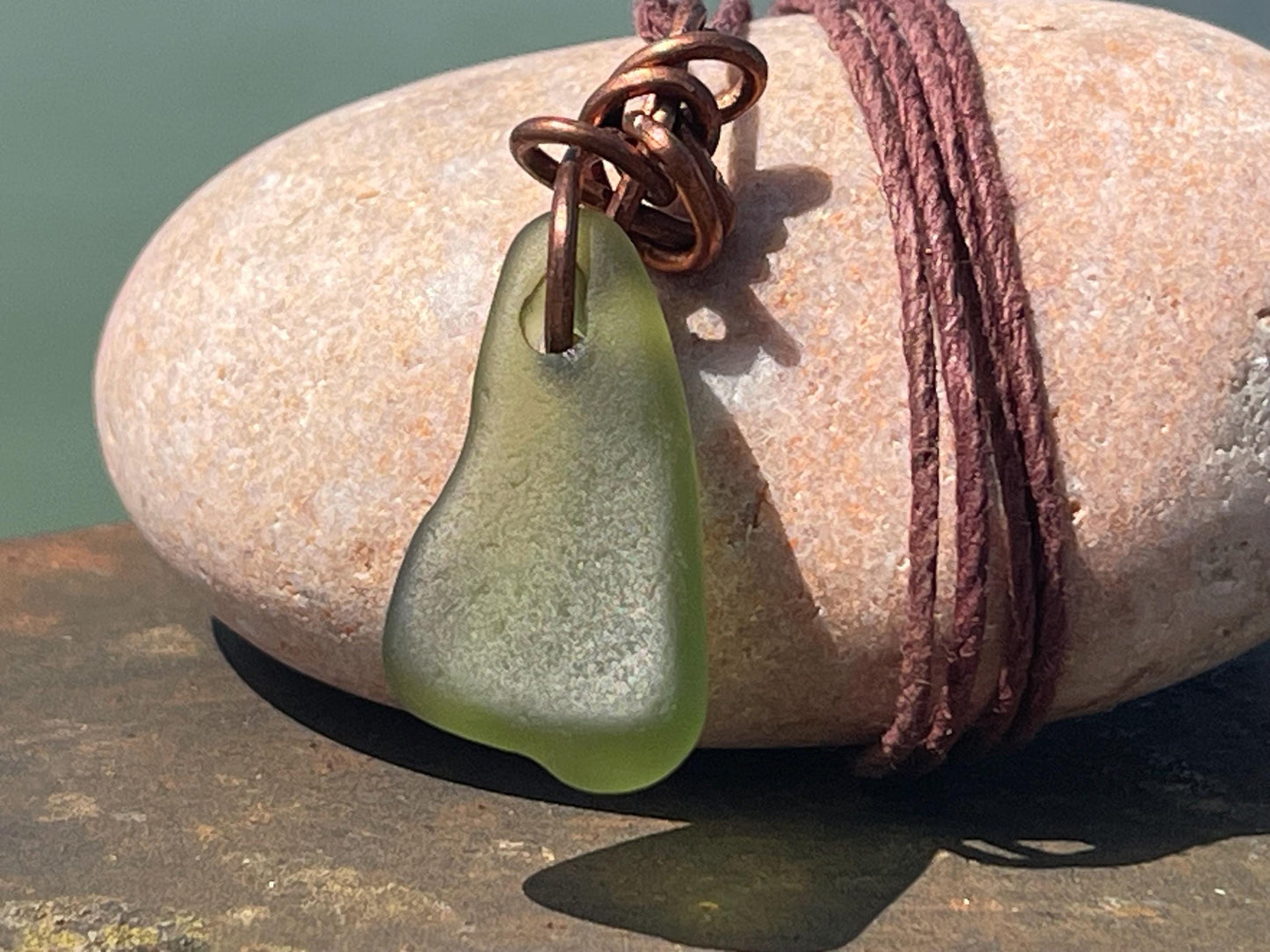 Eco friendly sea glass necklace. Ethical jewellery, boho necklace, unusual gift for him, gift for man, boho necklace, sea glass jewellery