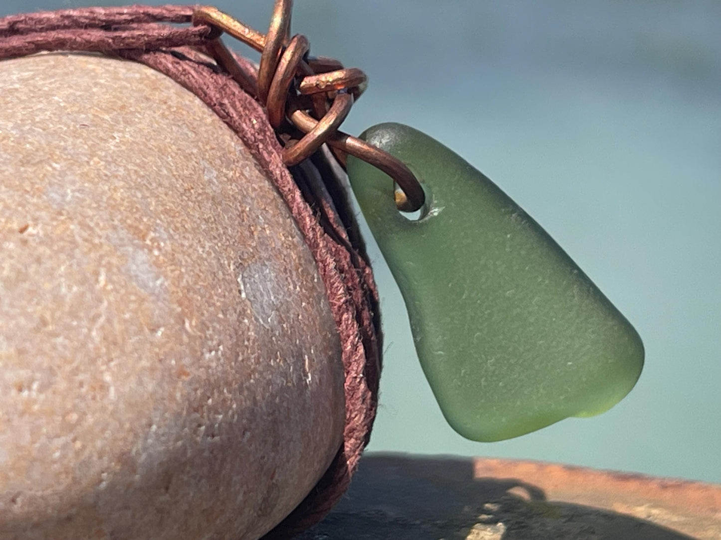 Eco friendly sea glass necklace. Ethical jewellery, boho necklace, unusual gift for him, gift for man, boho necklace, sea glass jewellery