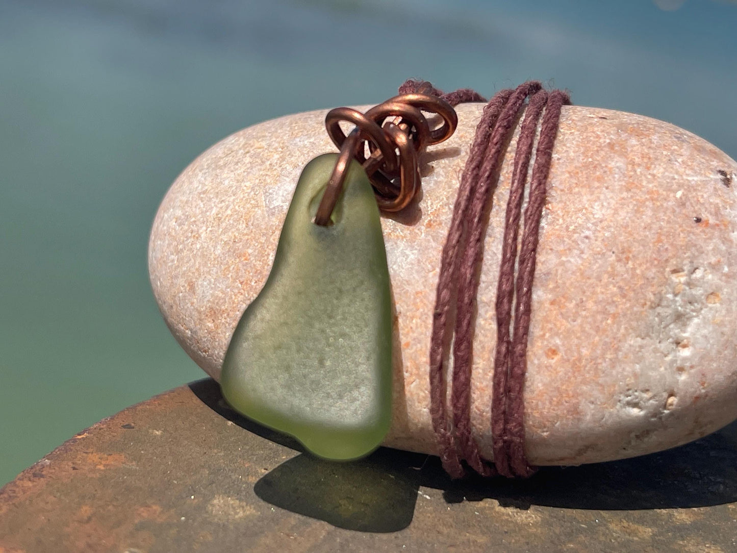 Eco friendly sea glass necklace. Ethical jewellery, boho necklace, unusual gift for him, gift for man, boho necklace, sea glass jewellery