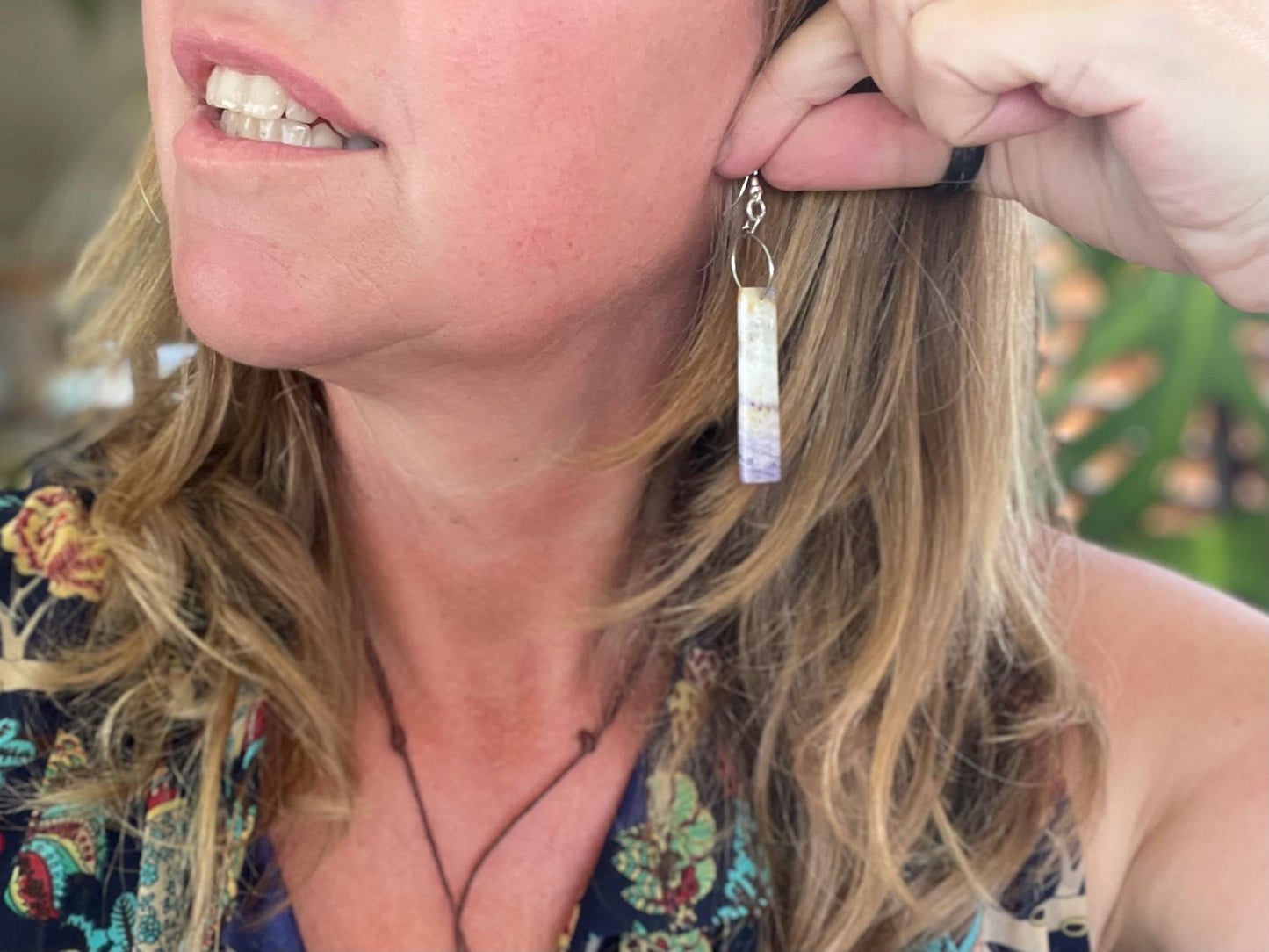 Flourite gemstone earring, fluorite earrings, flourite jewellery, gift for her, boho handmade earrings, boho gift for her, ethical jewellery