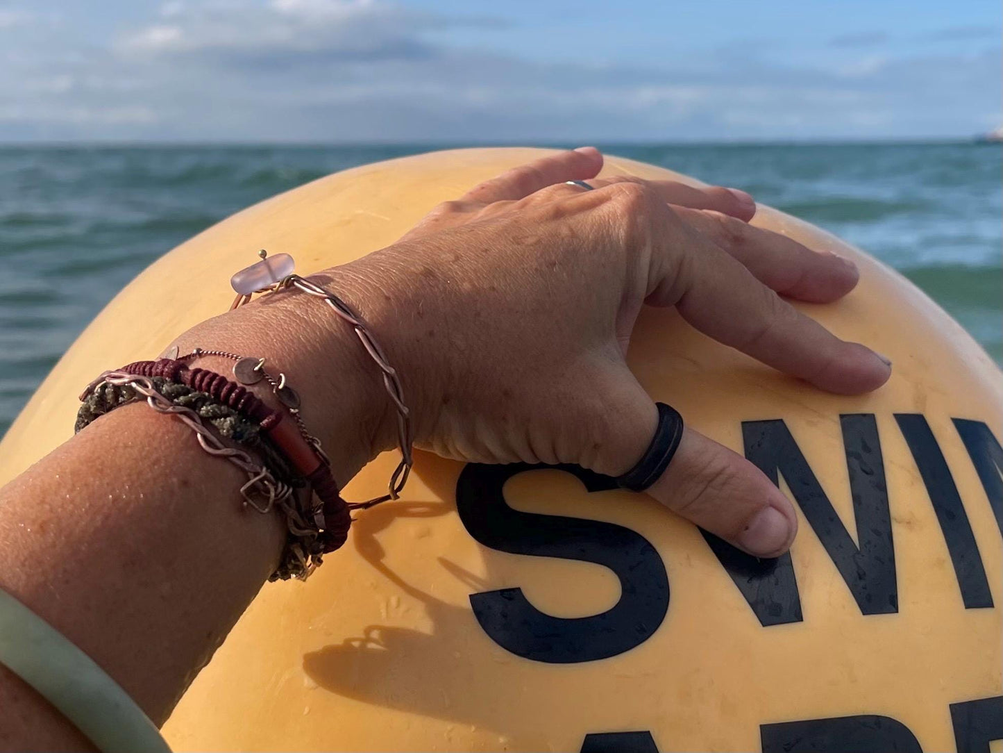 Pink sea glass and recycled copper bracelet. Eco friendly rustic beach jewellery. Unique boho jewellery. Pink sea glass bracelet. Ethical