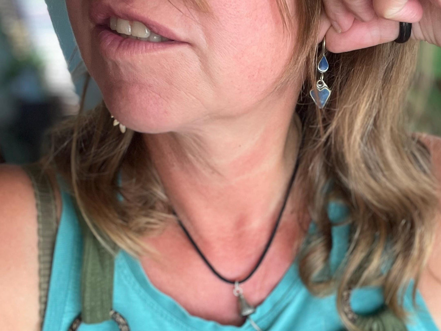 Vintage heart earrings, silver heart jewellery, blue hearts, ethical jewellery, gypsy earrings. Eco friendly jewellery. Ethical jewellery.