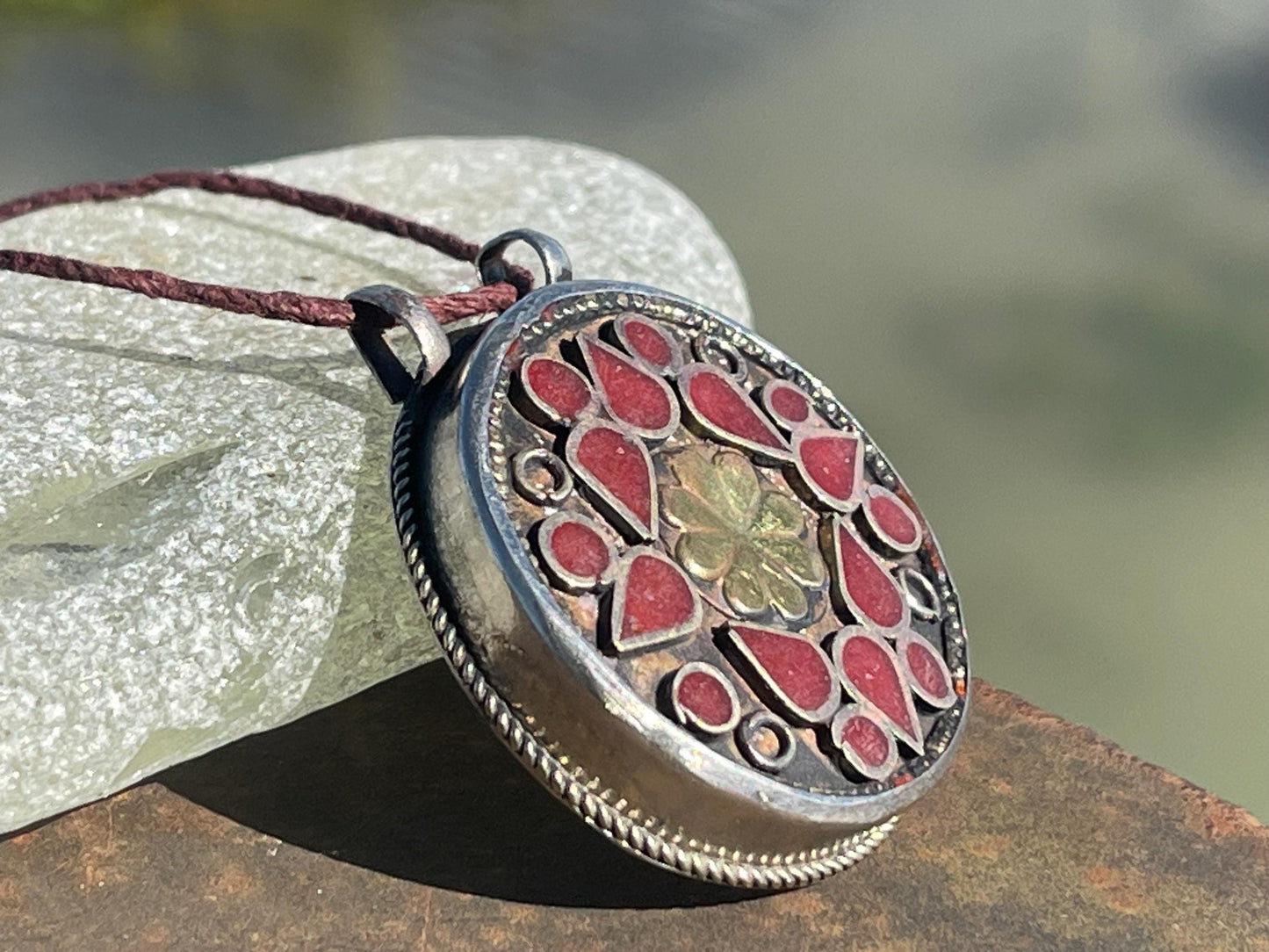 Gypsy jewellery. Red statement necklace. Vintage jewellery, ethical jewellery, eco friendly jewellery, boho necklace, unique necklace