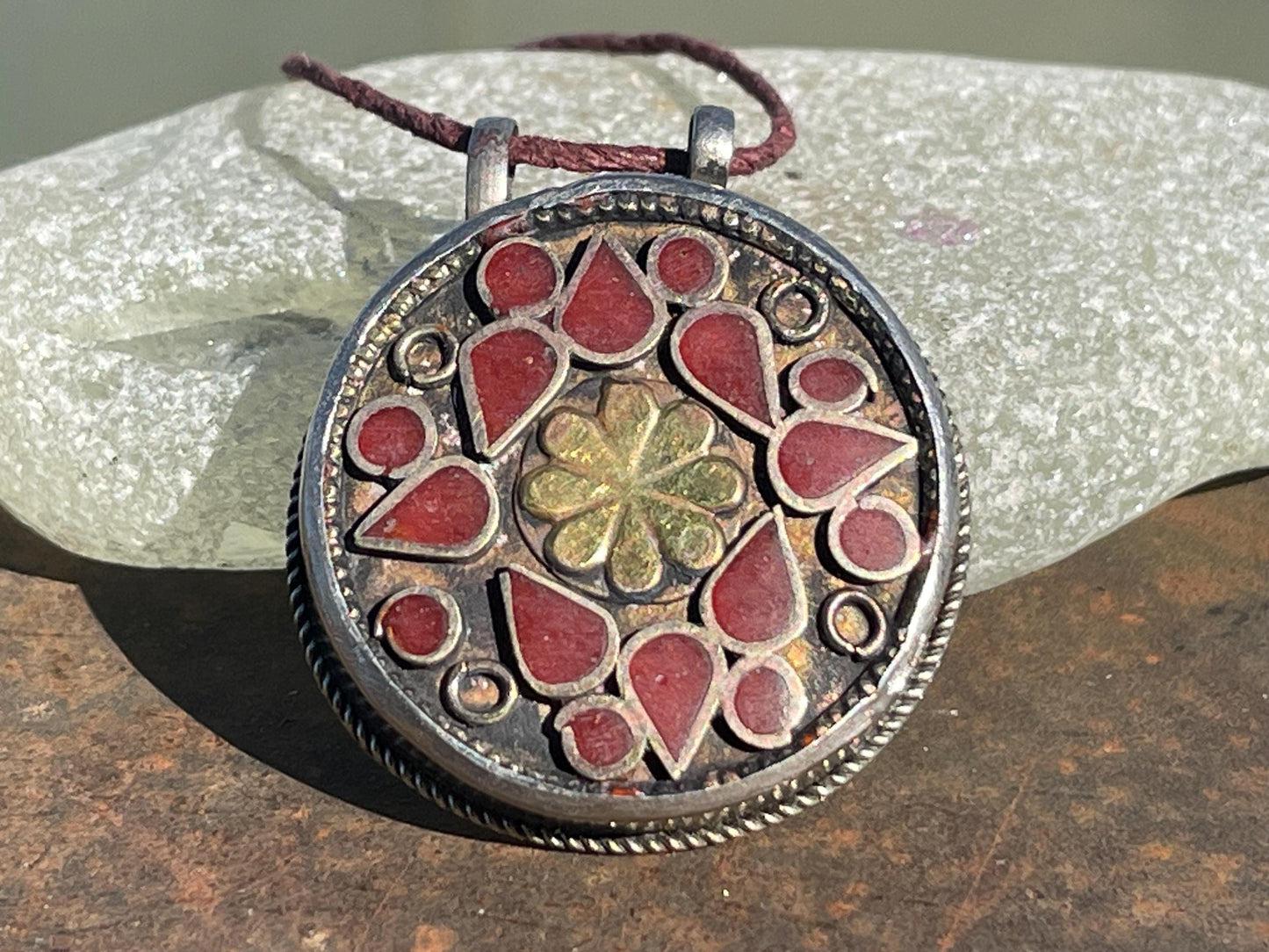 Gypsy jewellery. Red statement necklace. Vintage jewellery, ethical jewellery, eco friendly jewellery, boho necklace, unique necklace