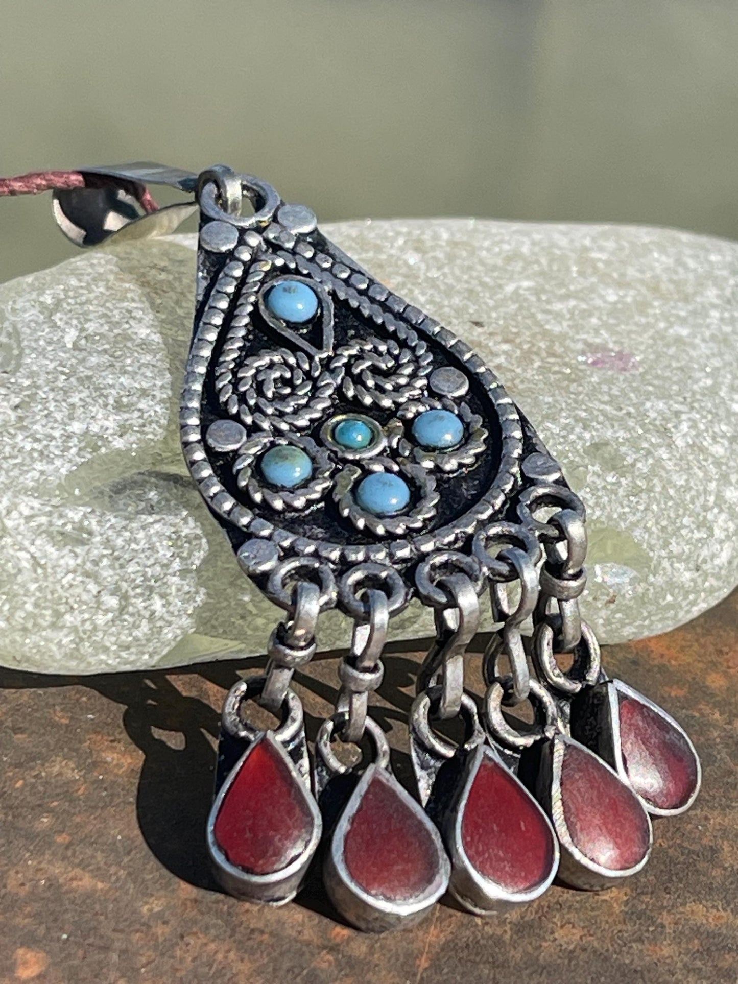 Gypsy jewellery. Red statement necklace. Vintage jewellery, ethical jewellery, eco friendly jewellery, boho necklace, unique necklace