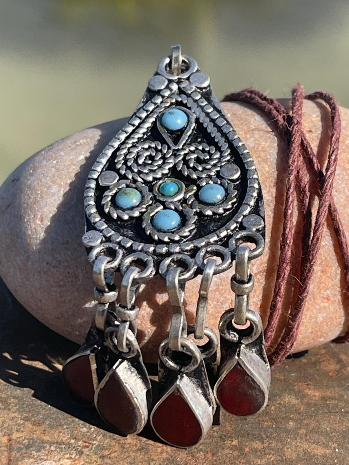 Gypsy jewellery. Red statement necklace. Vintage jewellery, ethical jewellery, eco friendly jewellery, boho necklace, unique necklace