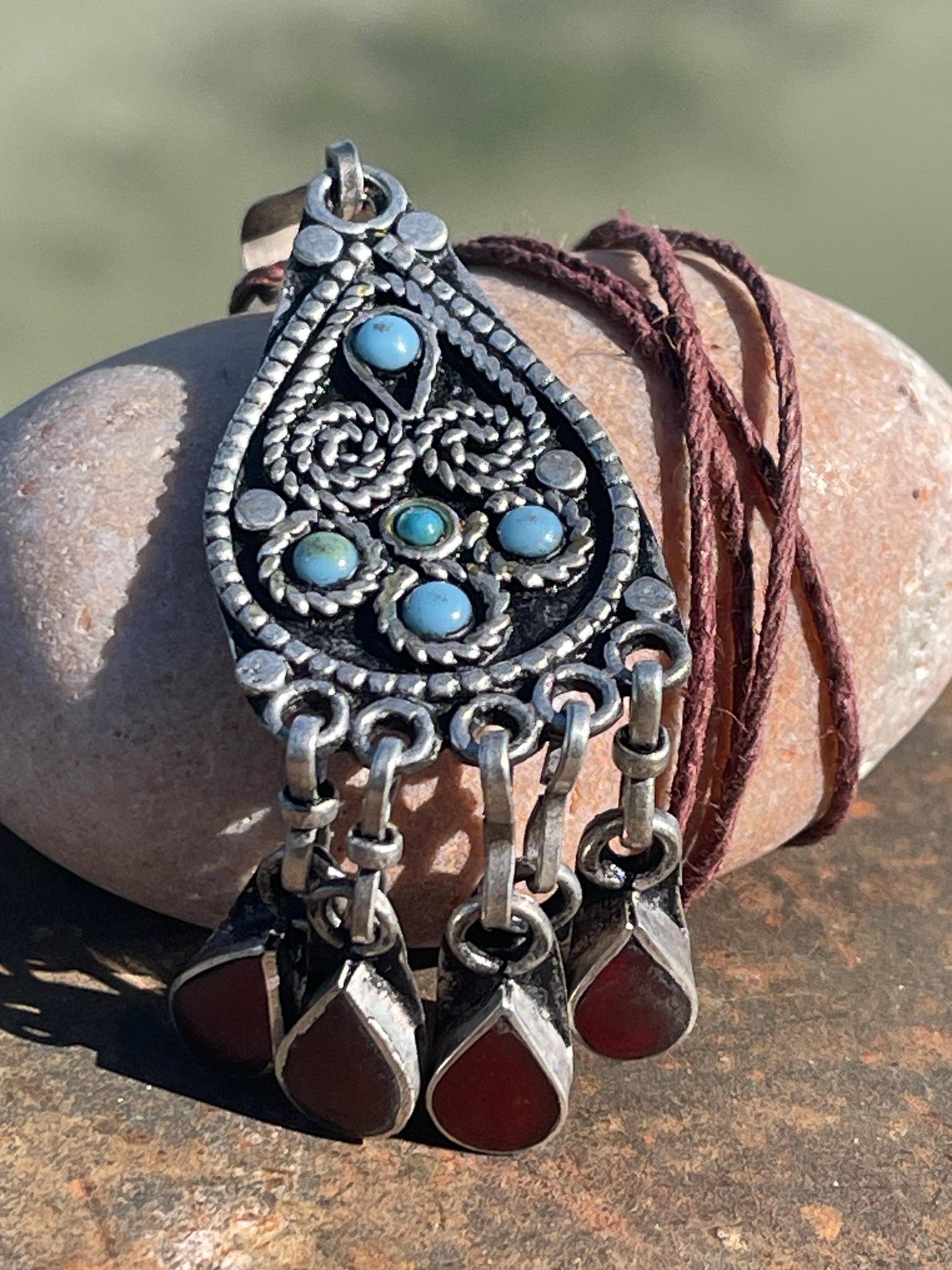 Gypsy jewellery. Red statement necklace. Vintage jewellery, ethical jewellery, eco friendly jewellery, boho necklace, unique necklace