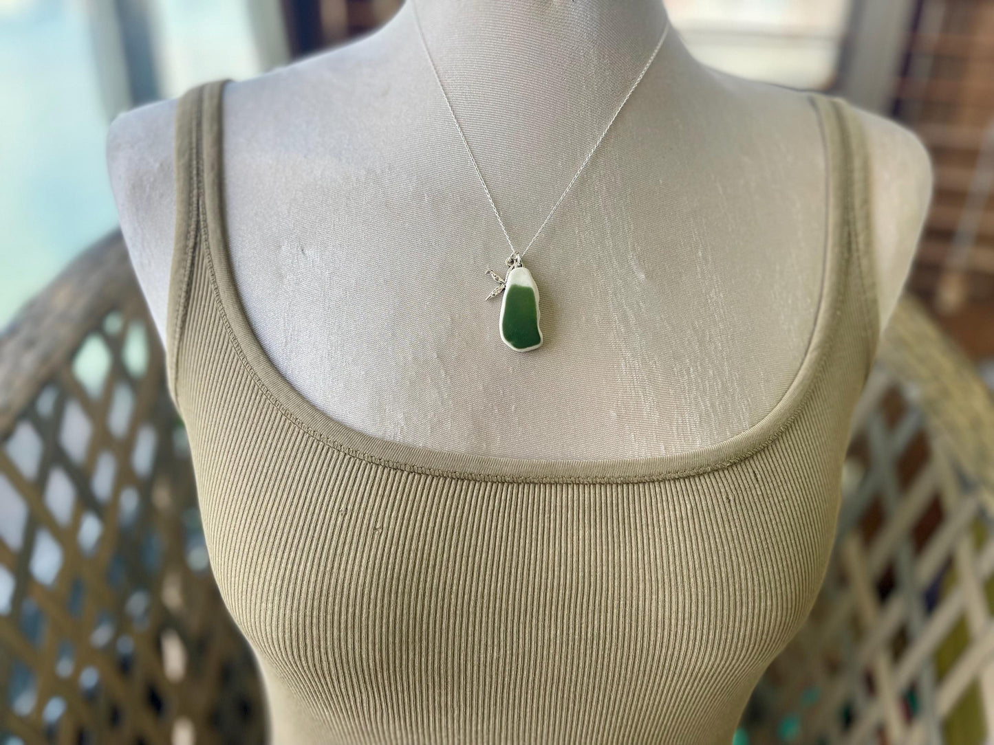 Eco friendly sea ceramic necklace on a sterling silver chain showcasing a little starfish pendant, starfish necklace, ethical jewellery