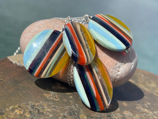 Surfite Pendants on recycled sterling silver chains. Gift for surfer, unique gifts. Handmade gift for surfers. Surfer presents. Gift for him