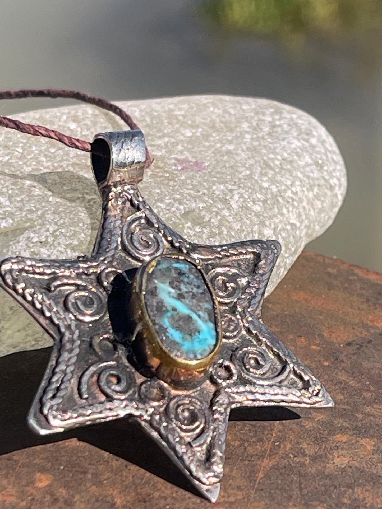 Vintage turquoise star necklaces, silver star jewellery, ethical jewellery. Eco friendly jewellery. Ethical jewellery. Turquoise pendants.