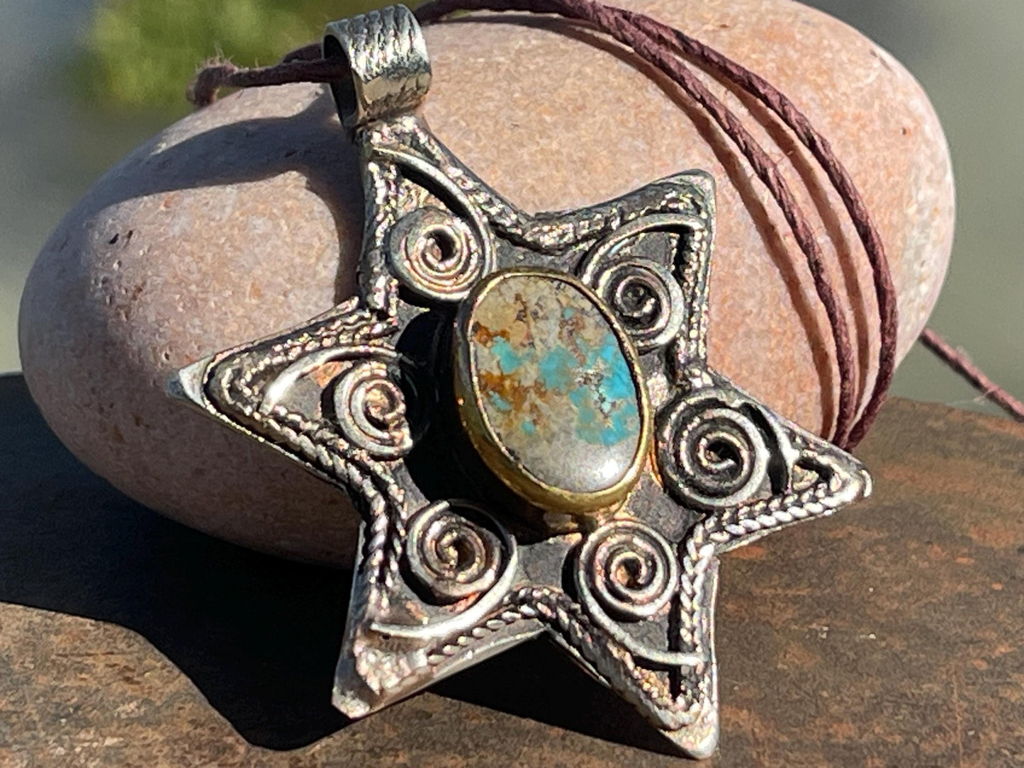 Vintage turquoise star necklaces, silver star jewellery, ethical jewellery. Eco friendly jewellery. Ethical jewellery. Turquoise pendants.