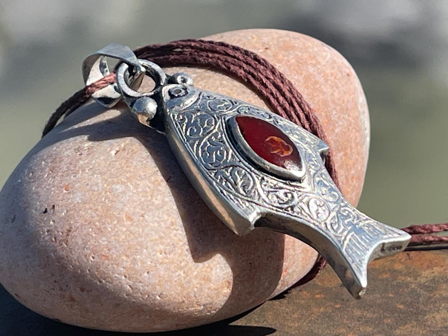 Gypsy jewellery, fish necklace, eco friendly jewellery, vintage jewellery, ethical jewellery, fish pendant, boho necklace, unique necklace