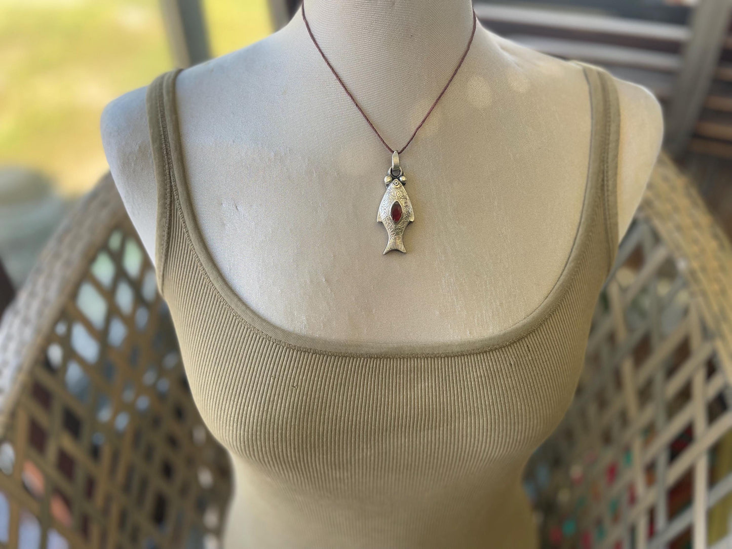 Gypsy jewellery, fish necklace, eco friendly jewellery, vintage jewellery, ethical jewellery, fish pendant, boho necklace, unique necklace