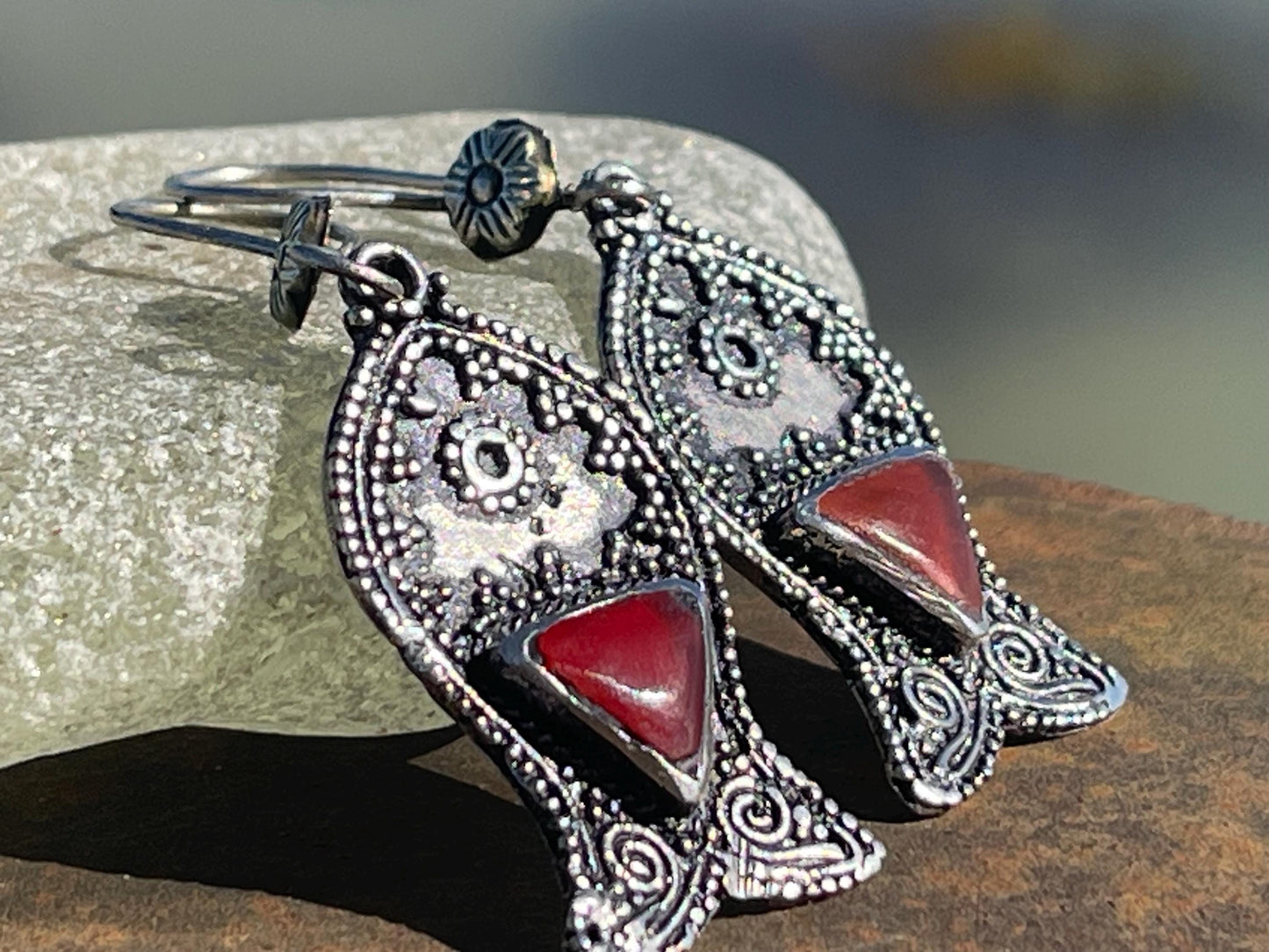 Gypsy jewellery, vintage fish earrings, silver fish earrings, vintage fish jewellery, ethical jewellery,  gypsy earrings, unusual gift ideas