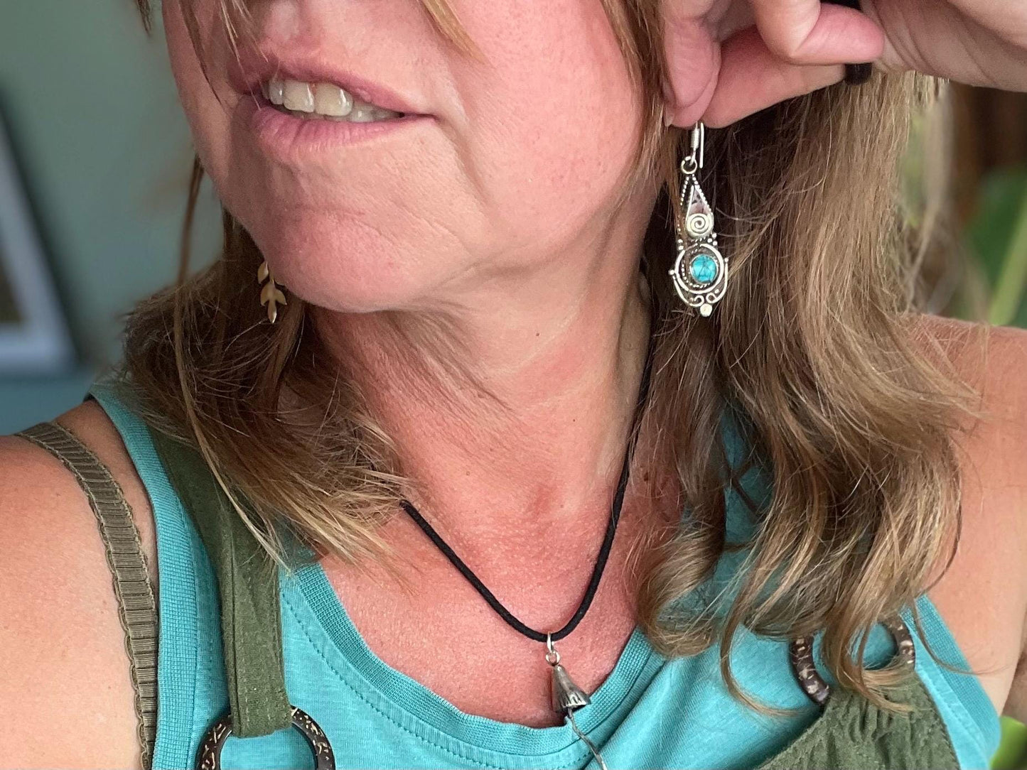 Vintage turquoise earrings, turquoise jewellery, ethical jewellery, gypsy earrings. Eco friendly jewellery. Ethical jewellery.