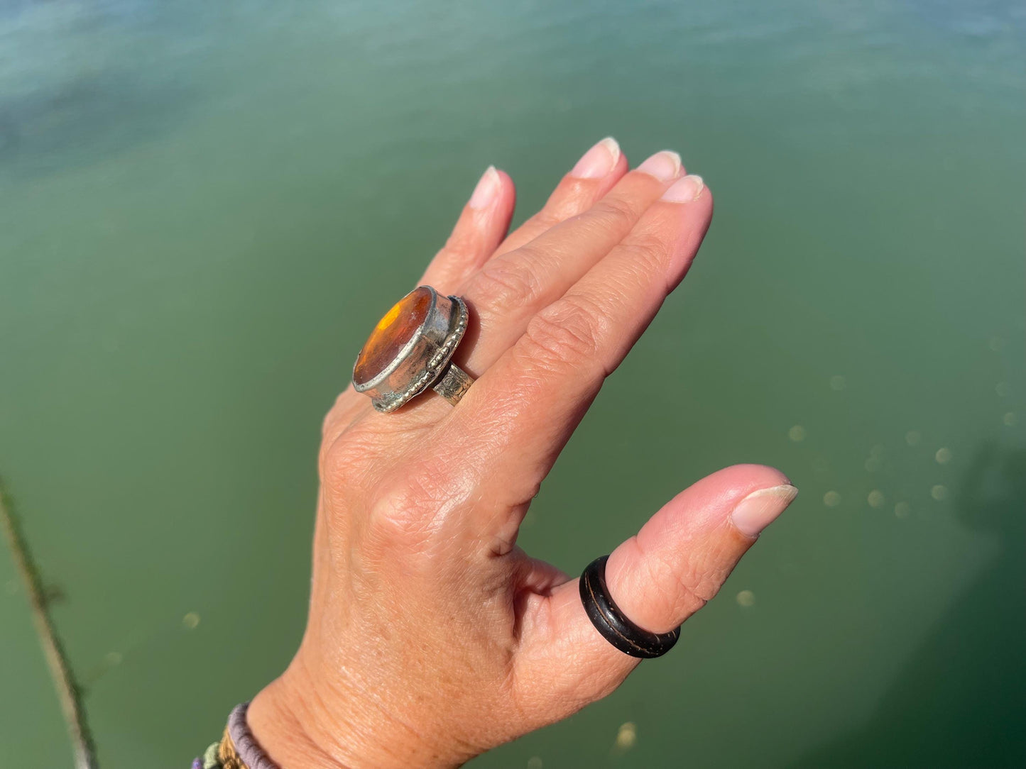 Fabulous vintage ring, large orange ring, boho vintage jewellery, ethical jewellery, gypsy ring. Gypsy jewellery, statement jewellery