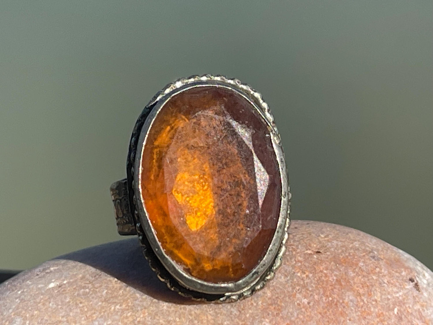 Fabulous vintage ring, large orange ring, boho vintage jewellery, ethical jewellery, gypsy ring. Gypsy jewellery, statement jewellery