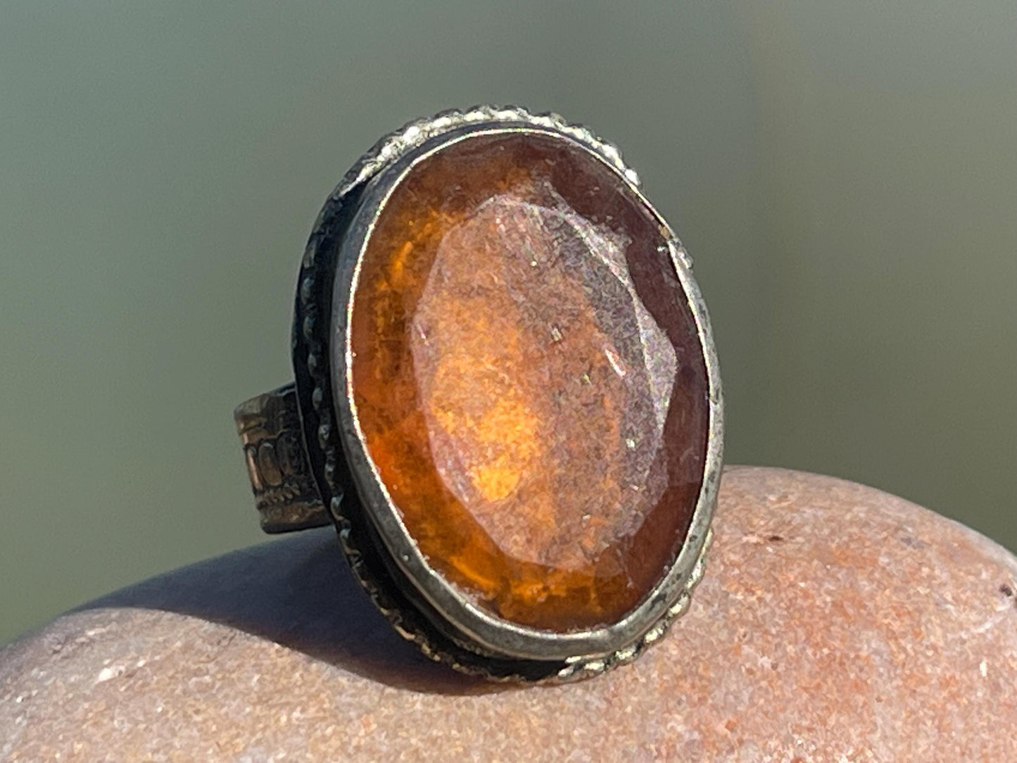 Fabulous vintage ring, large orange ring, boho vintage jewellery, ethical jewellery, gypsy ring. Gypsy jewellery, statement jewellery