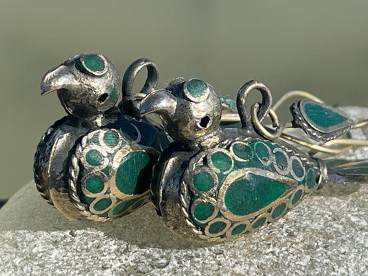 Gypsy jewellery, vintage bird earrings, silver bird earrings, vintage bird jewellery, ethical jewellery,  gypsy earrings, unusual gift ideas