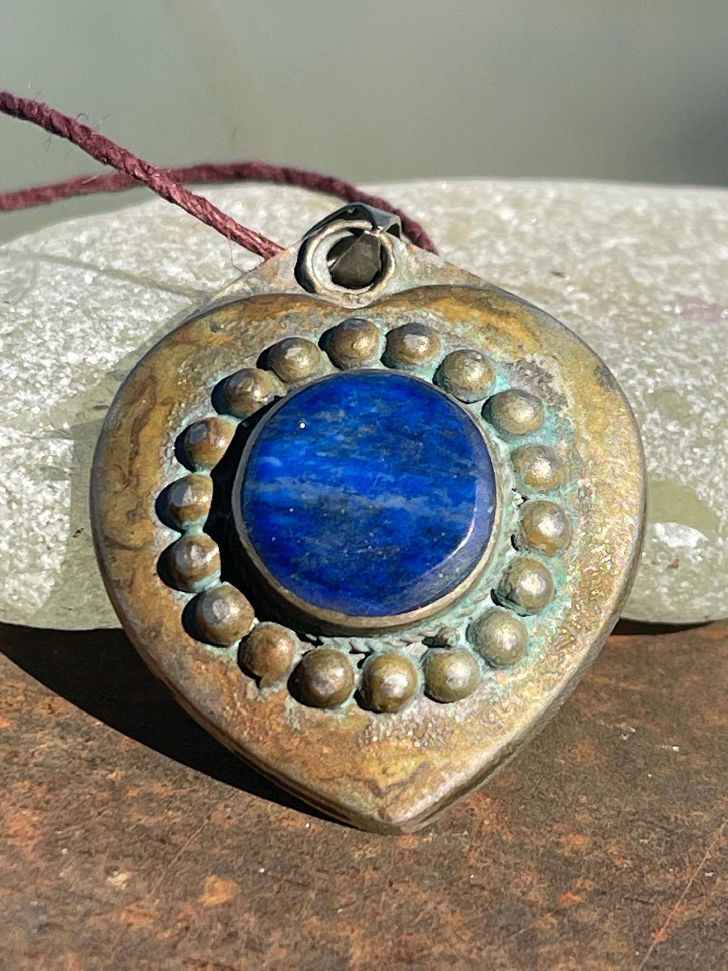 Gypsy jewellery, heart necklace, lapis necklace, vintage jewellery, ethical jewellery, heart pendant, boho necklace, unique necklace, boho
