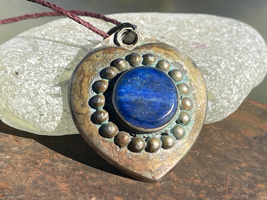 Gypsy jewellery, heart necklace, lapis necklace, vintage jewellery, ethical jewellery, heart pendant, boho necklace, unique necklace, boho
