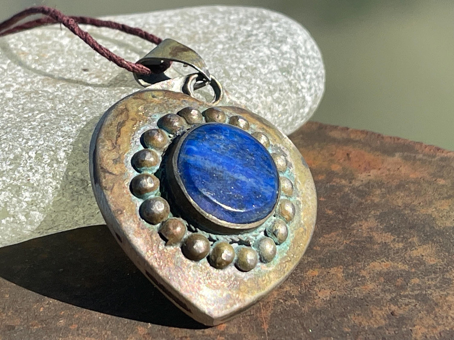 Gypsy jewellery, heart necklace, lapis necklace, vintage jewellery, ethical jewellery, heart pendant, boho necklace, unique necklace, boho