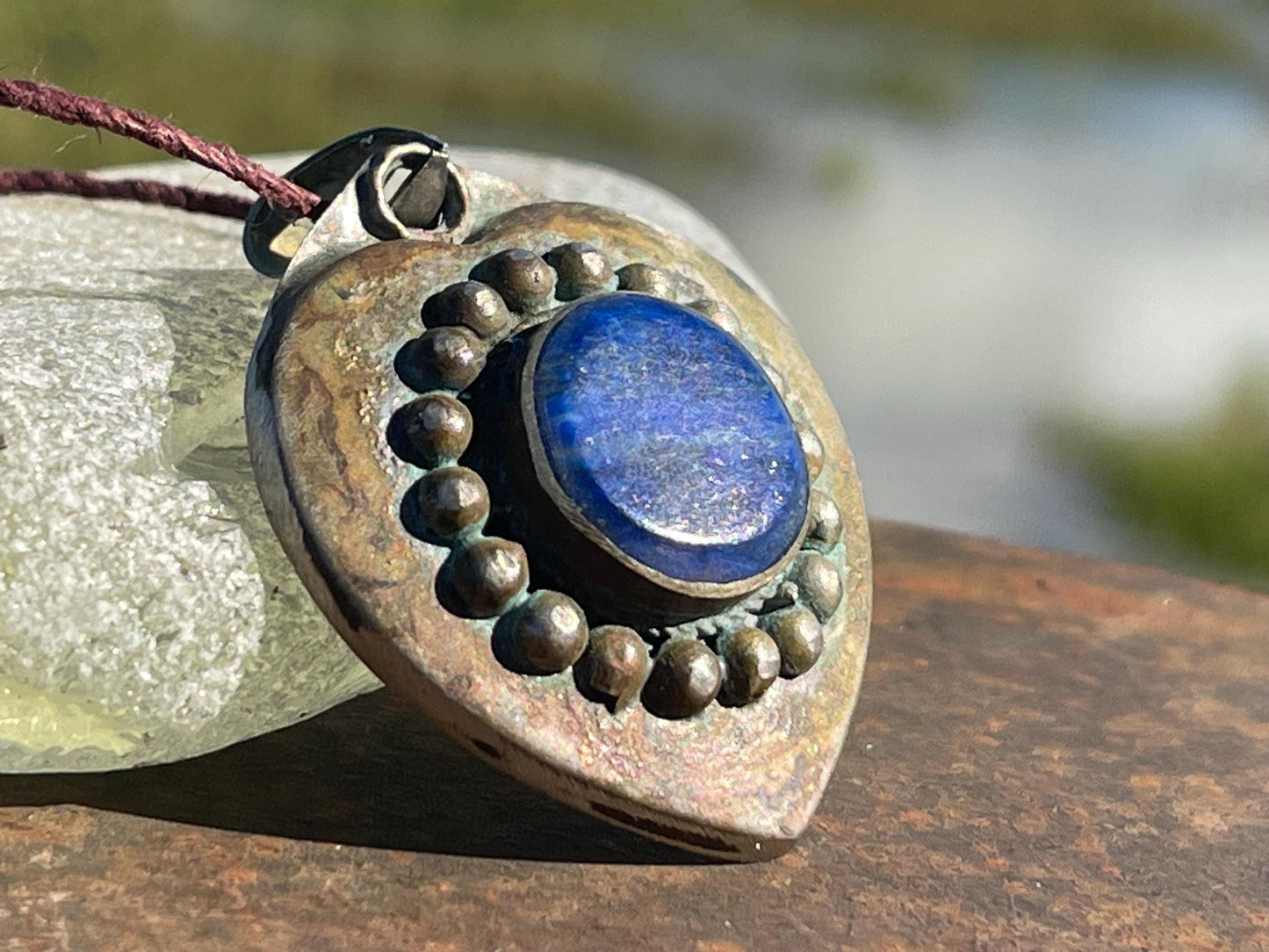 Gypsy jewellery, heart necklace, lapis necklace, vintage jewellery, ethical jewellery, heart pendant, boho necklace, unique necklace, boho