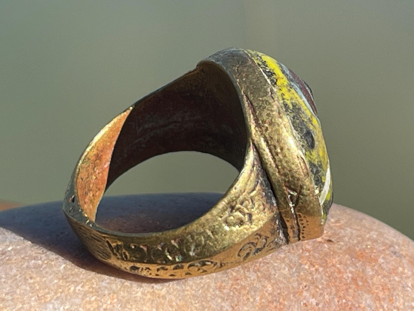 Fabulous vintage ring, large yellow ring, boho vintage jewellery, ethical jewellery, gypsy ring. Gypsy jewellery, statement jewellery