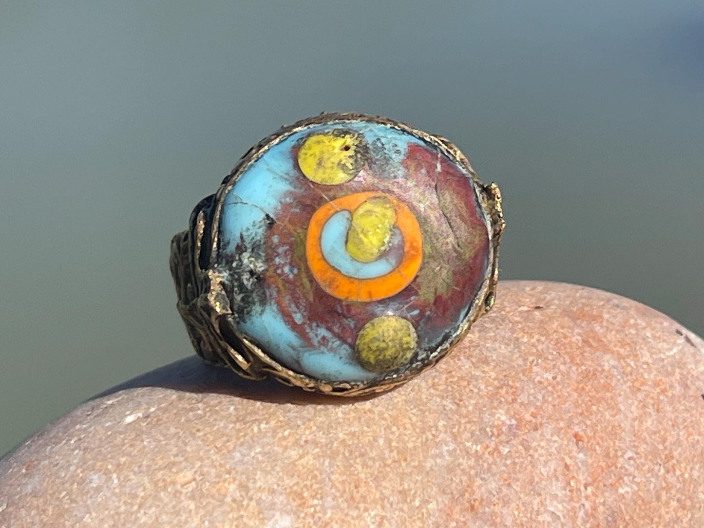 Fabulous vintage ring, large blue ring, boho vintage jewellery, ethical jewellery, gypsy ring. Gypsy jewellery, statement jewellery