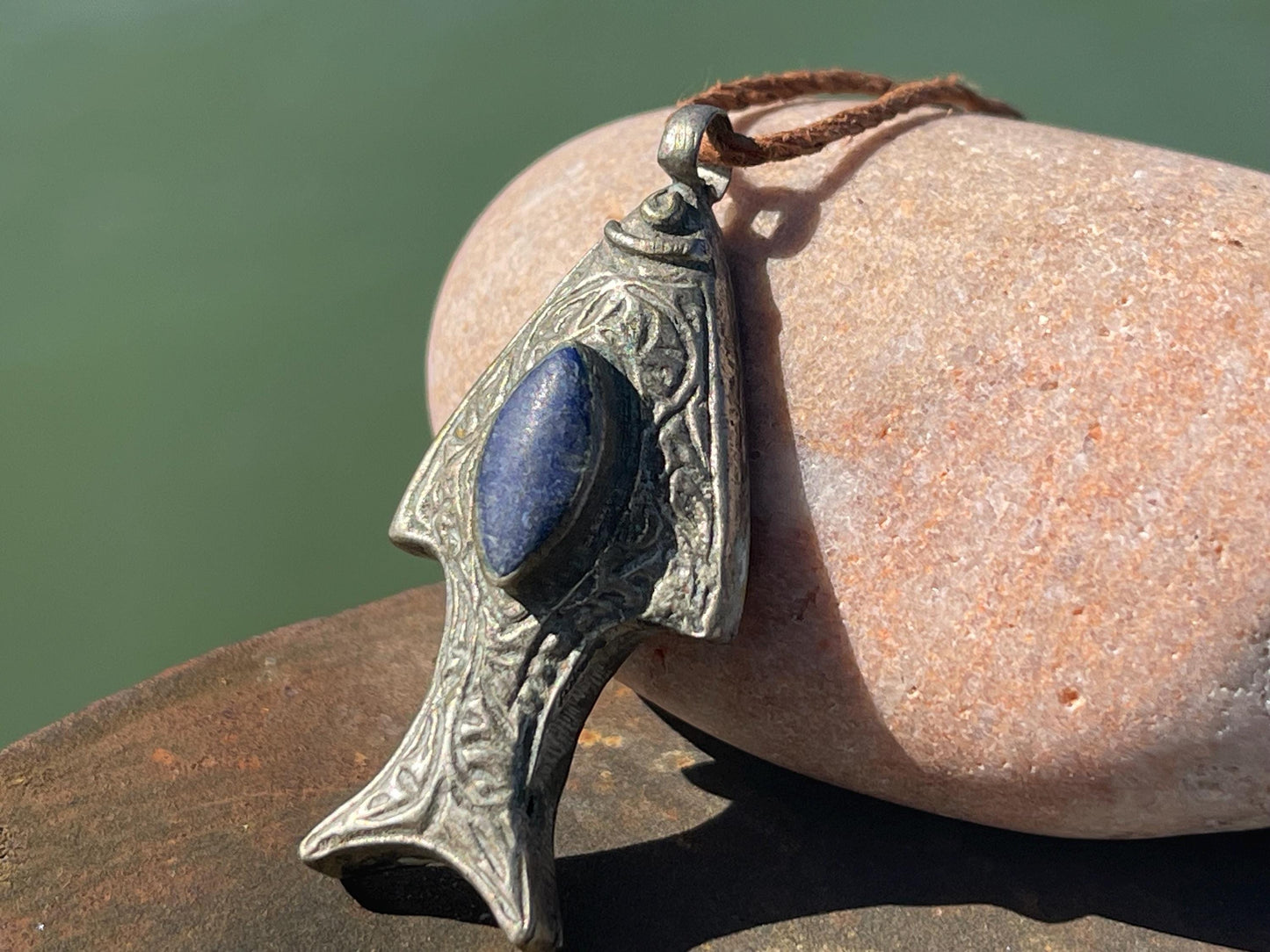 Gypsy jewellery, fish necklace, lapis necklace, vintage jewellery, ethical jewellery, fish pendant, boho necklace, unique lapis fish