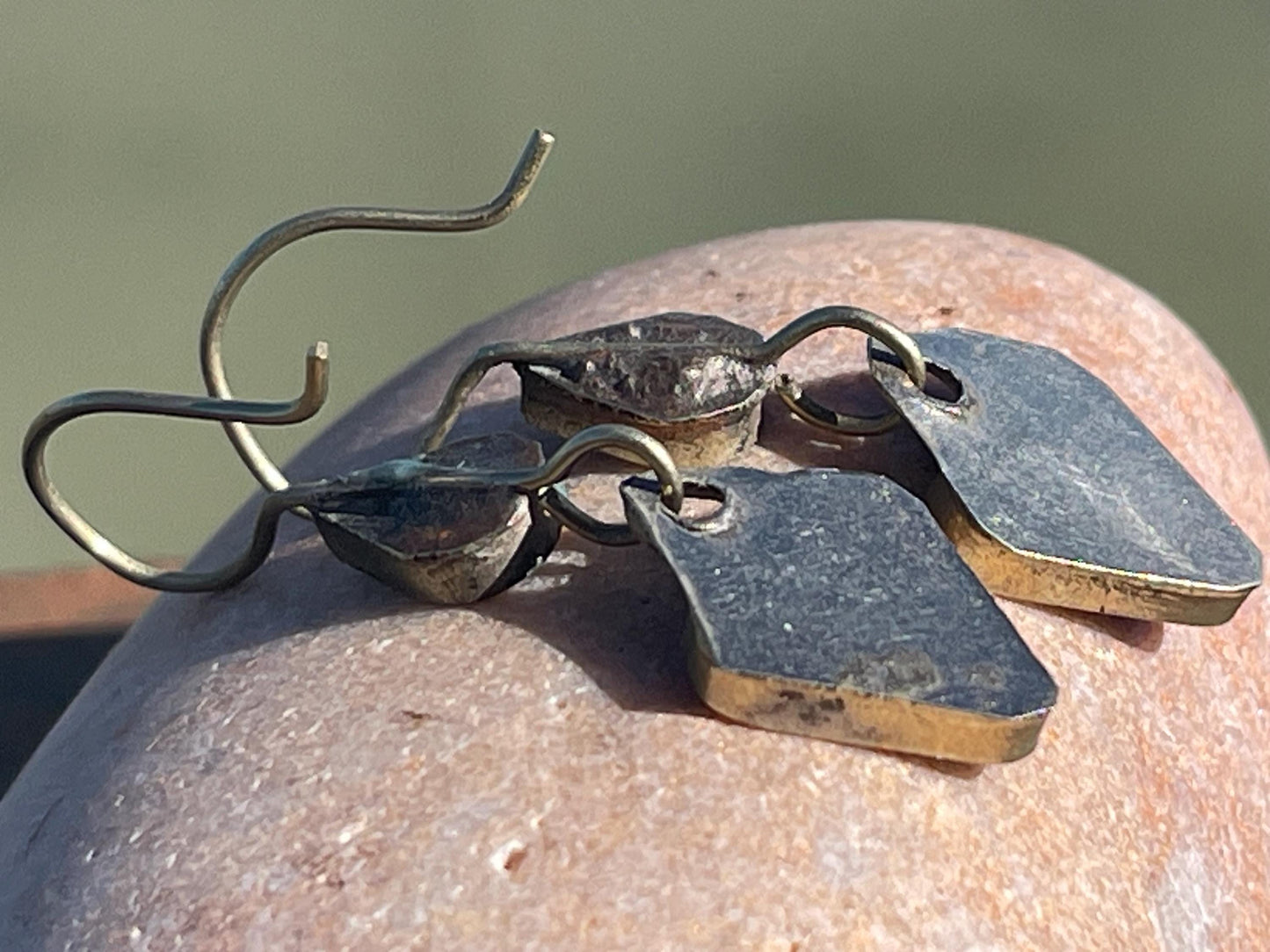 Vintage heart earrings, silver heart jewellery, blue hearts, ethical jewellery, gypsy earrings. Eco friendly jewellery. Ethical jewellery.