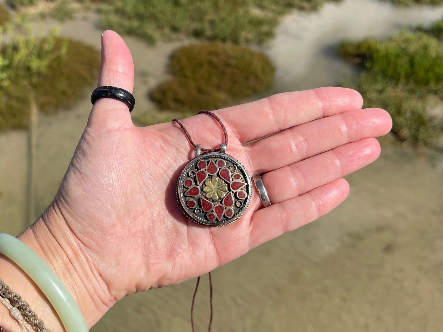 Gypsy jewellery. Red statement necklace. Vintage jewellery, ethical jewellery, eco friendly jewellery, boho necklace, unique necklace