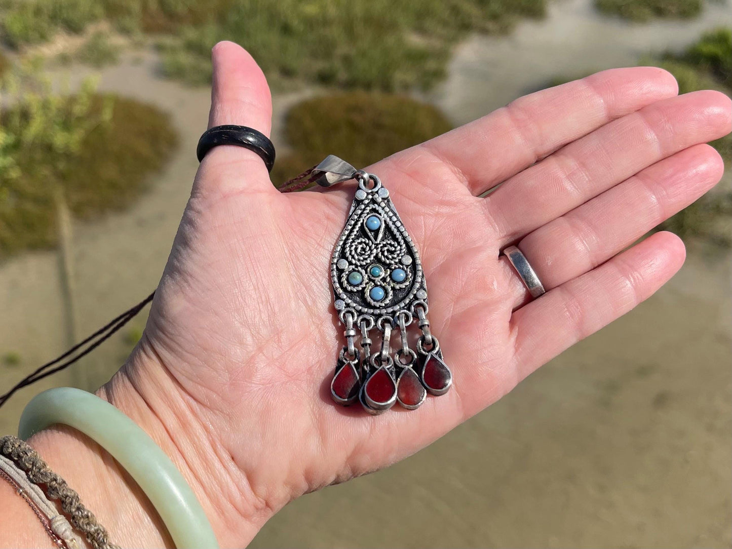 Gypsy jewellery. Red statement necklace. Vintage jewellery, ethical jewellery, eco friendly jewellery, boho necklace, unique necklace