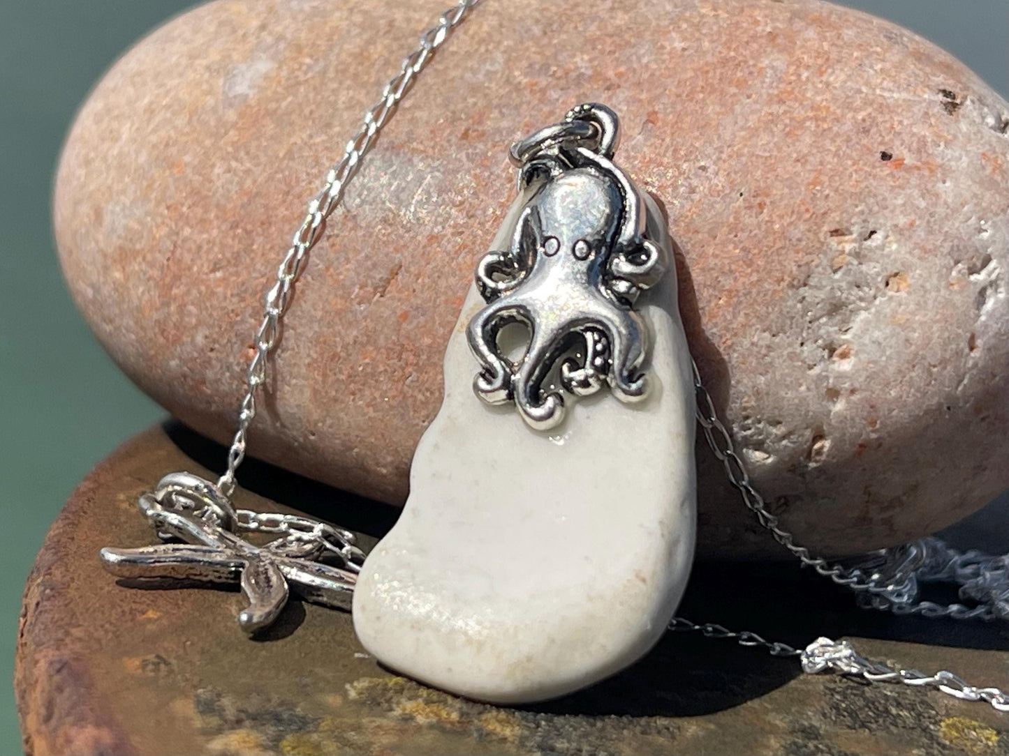 Eco friendly sea ceramic necklace on a sterling silver chain showcasing a little starfish pendant, starfish necklace, ethical jewellery