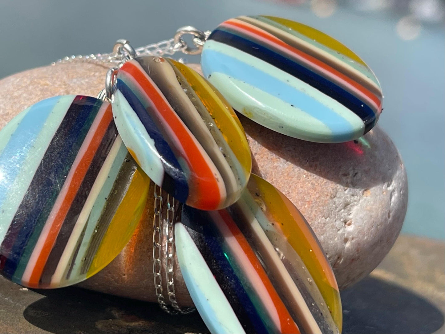 Surfite Pendants on recycled sterling silver chains. Gift for surfer, unique gifts. Handmade gift for surfers. Surfer presents. Gift for him