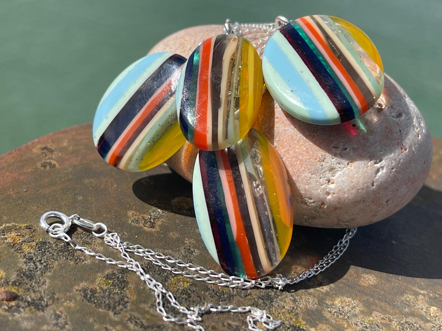 Surfite Pendants on recycled sterling silver chains. Gift for surfer, unique gifts. Handmade gift for surfers. Surfer presents. Gift for him