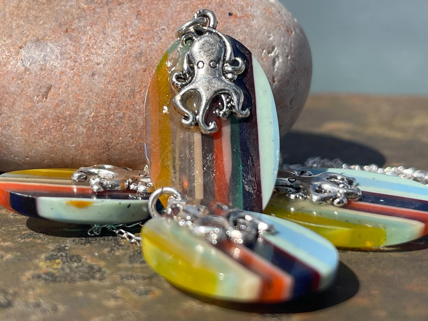 Surfite Pendants on recycled sterling silver chains. Gift for surfer, unique gifts. Handmade gift for surfers. Surfer presents. Gift for him