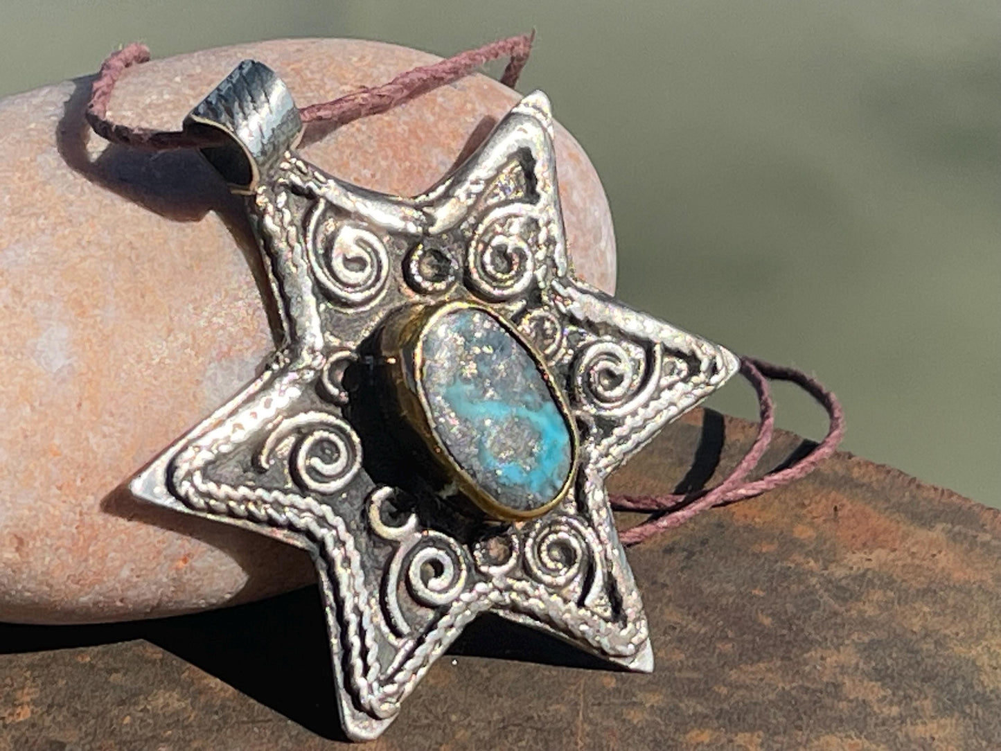 Vintage turquoise star necklaces, silver star jewellery, ethical jewellery. Eco friendly jewellery. Ethical jewellery. Turquoise pendants.