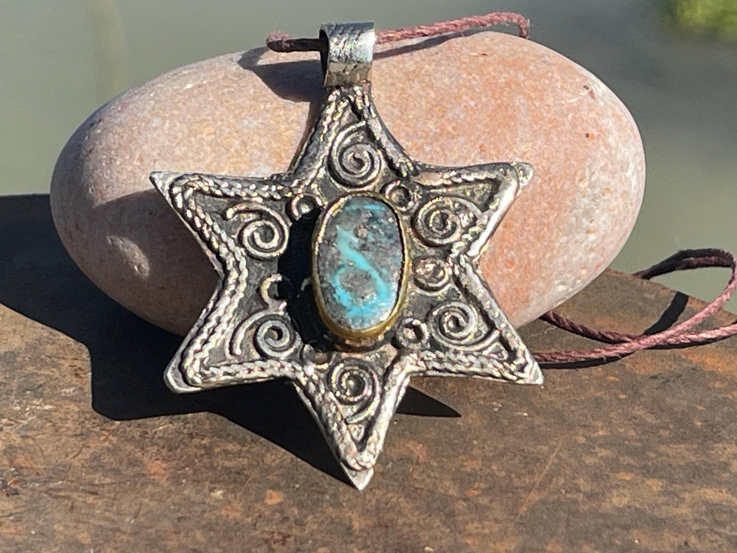 Vintage turquoise star necklaces, silver star jewellery, ethical jewellery. Eco friendly jewellery. Ethical jewellery. Turquoise pendants.